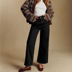 Sezane Black High-Rise Wide Leg Jeans